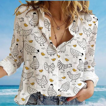 Joycorners Chicken Blouse Shirt, Funny Chicken Blouses Women, Cute Animal Casual Shirt, Funny Farmer Shirt, Family Summer Shirt, Gift For Her