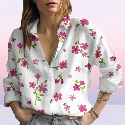 Joycorners Wildflowers Blouse Shirt, Garden Floral Women Blouse, Vintage Botanical Women Shirt, Nature Lover Illustration Shirt, Gift For Her