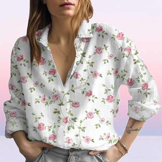 Joycorners Roses Blouse, Womens Floral Blouse Shirt, Vintage Flowers Women Shirt, Rose Lovers Shirt, Summer Vibe Blouse Women, Gift For Her