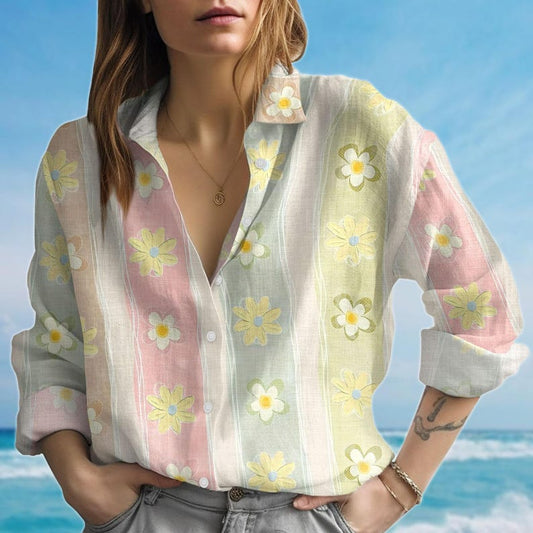 Joycorners Retro Wildflowers Blouse Shirt, Garden Floral Women Blouse, Nature Lover Shirt, Vintage Botanical Women Shirt, Birthday Gift For Her