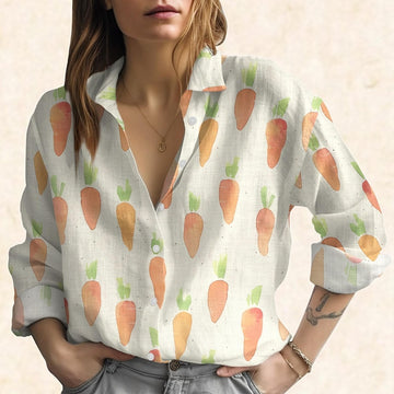 Joycorners Carrot Blouse Shirt, Funny Vegetable Women Shirt, Farm Fresh Carrot Shirt, Garden Lover Gift Shirt, Casual Summer Shirt, Gift For Her