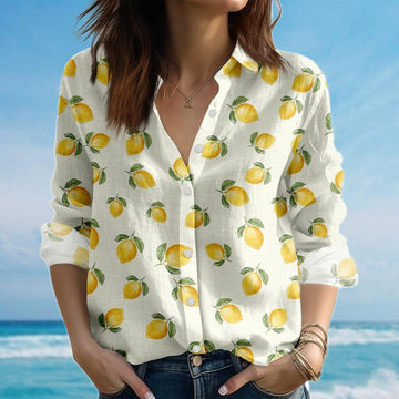 Joycorners Lemon Blouse Shirt, Citrus Summer Shirt, Fresh Fruit Shirt, Vacation Trip Shirt, Cute Beach Outfit, Girls Trip Shirt, Gift For Her