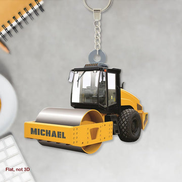 Joycorners Road Roller 2D Acrylic Ornament, Roller Truck Christmas Ornament, Roller Driver Gift, Construction Worker Gift