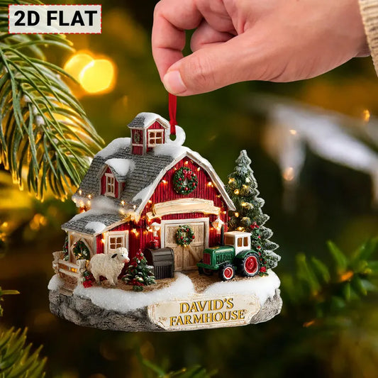 Joycorners Christmas Farm Ornament, Custom Name Acrylic Ornament