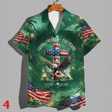 Joycorners 250 Years Of Freedom Eagle Patriotic Hawaiian Shirt Style 4