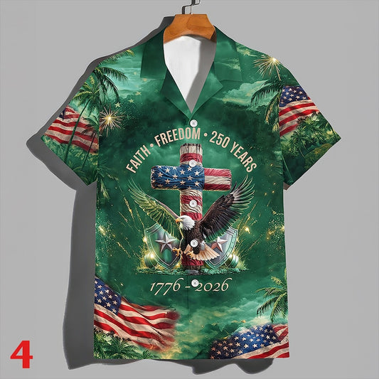 Joycorners 250 Years Of Freedom Eagle Patriotic Hawaiian Shirt Style 4