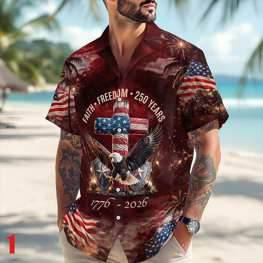 Joycorners 250 Years Of Freedom Eagle Patriotic Hawaiian Shirt Style 1