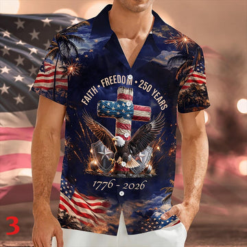 Joycorners 250 Years Of Freedom Eagle Patriotic Hawaiian Shirt Style 3
