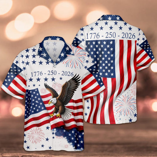 Joycorners America 250th Anniversary 1776-2026 Patriotic Hawaiian Shirt