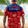 Joycorners America Faith Family Freedom Red Hawaiian Shirt, Independence Day Apparel