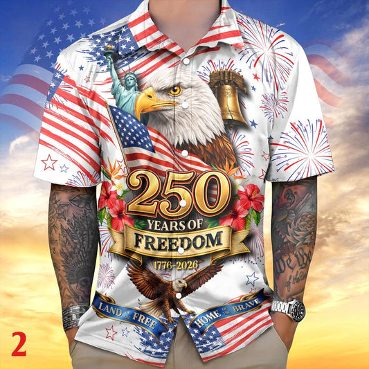 Joycorners America Land Of The Free Home Of The Brave Patriotic Hawaiian Shirt