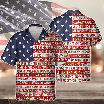 Joycorners America State Patriotic Hawaiian Shirt, USA Freedom Celebration Apparel