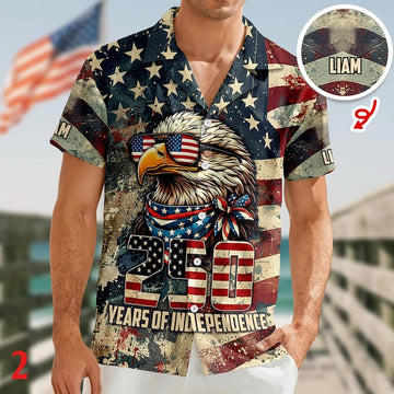 Joycorners America’s 250 Years Anniversary Custom Name Hawaiian Shirt Style 2