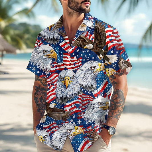 Joycorners American Eagle Flag Independence Patriotic Hawaiian Shirt