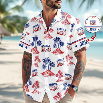 Joycorners Custom Name America 250 Years Anniversary Patriotic Hawaiian Shirt