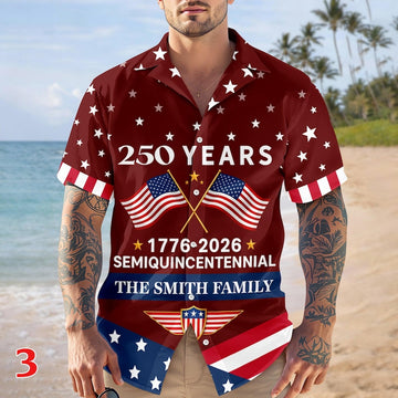 Joycorners Custom Name America 250 Years Semiquincentennial Hawaiian Shirt Style 3