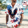 Joycorners Custom Name American Pride Eagle Tropical Hawaiian Shirt, Independence Apparel
