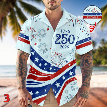 Joycorners Custom Name USA 250th Anniversary Hawaiian Shirt Style 3, American Pride Apparel