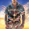 Joycorners Patriotic God Bless America Eagle Freedom Hawaiian Shirt, USA Celebration Apparel
