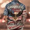 Joycorners Patriotic God Bless America Eagle Freedom Hawaiian Shirt, USA Celebration Apparel