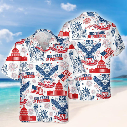 Joycorners Personalized 250 Years Of Freedom America Hawaiian Shirt, USA Independence Apparel