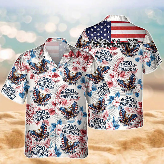 Joycorners Personalized America 250th Anniversary Tropical Hawaiian Shirt, USA Freedom Apparel