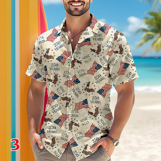 Joycorners Personalized America 250th Birthday Hawaiian Shirt Style 3
