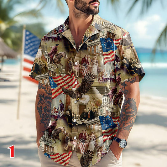 Joycorners Personalized America 250th Birthday Hawaiian Shirt Style 1