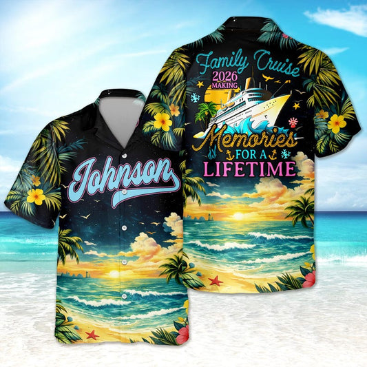 Joycorners Personalized Family Cruise 2026 Tropical Hawaiian Shirt, Vacation Family Outfit