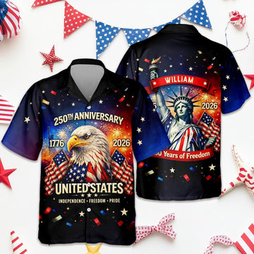 Joycorners Personalized Happy 250th Anniversary United States Hawaiian Shirt