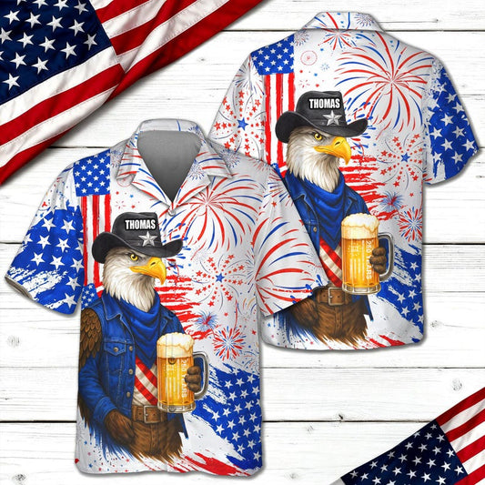 Joycorners Personalized Name America 250th Birthday Hawaiian Shirt, USA Patriotic Gift