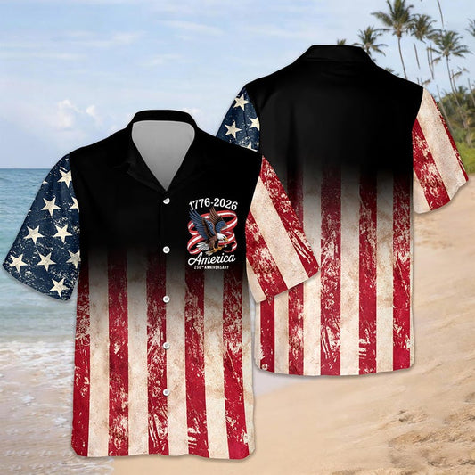 Joycorners Personalized Patriotic God Bless America Eagle Hawaiian Shirt, USA Freedom Apparel