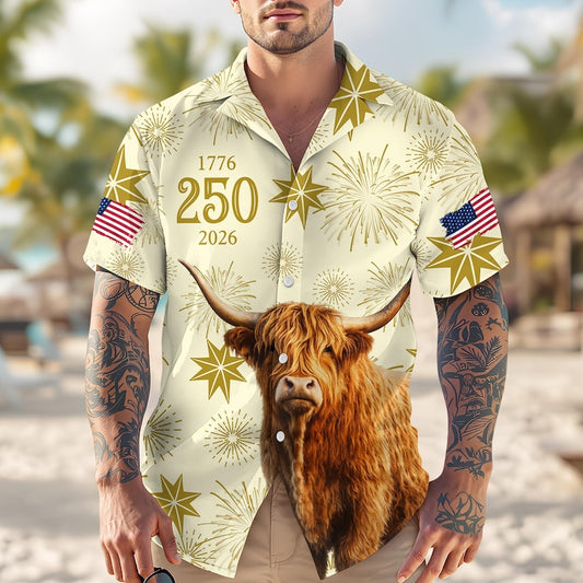 Joycorners Personalized USA 250 Anniversary Farmer Horse Lover Yellow Hawaiian Shirt
