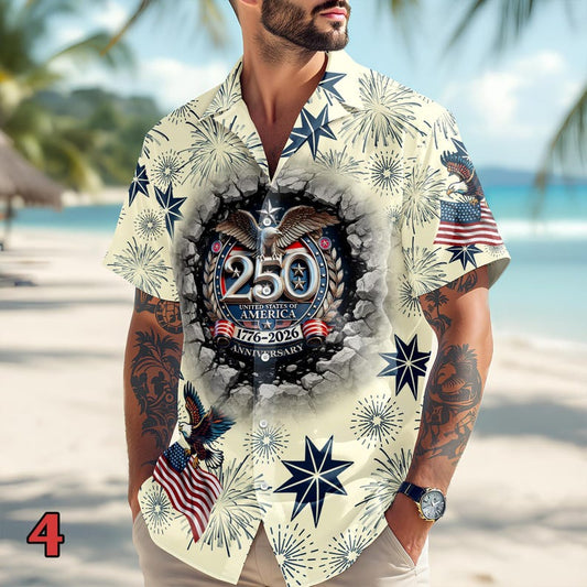 Joycorners Personalized USA 250 Anniversary Eagle Semiquincentennial Hawaiian Shirt Style 4