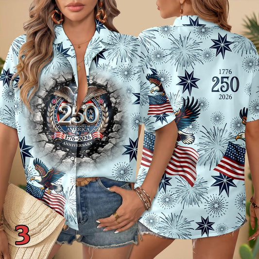 Joycorners Personalized USA 250 Anniversary Eagle Semiquincentennial Hawaiian Shirt Style 3