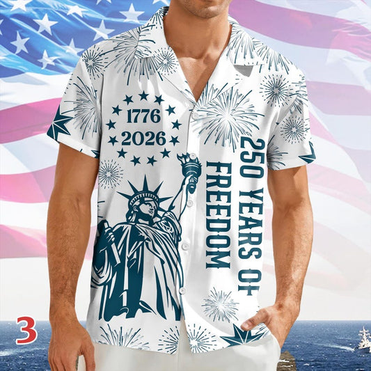 Joycorners Personalized USA 250 Years Of Independence Hawaiian Shirt Style 3, American Pride Shirt