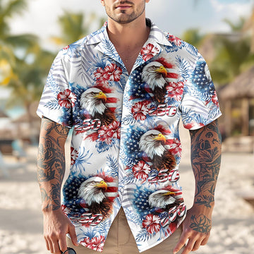 Joycorners USA 250 Anniversary Eagle Patriotic Hawaiian Shirt, American Independence Apparel