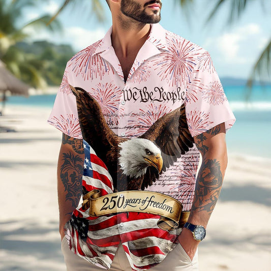 Joycorners We The People 250 Years Of Freedom Pink Tropical Hawaiian Shirt