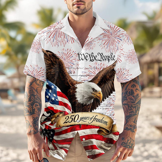 Joycorners We The People 250 Years Of Freedom White Patriotic Hawaiian Shirt
