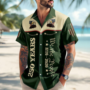 Joycorners We The People 1776-2026 Green Tropical Hawaiian Shirt, American Pride Apparel