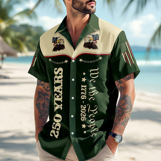 Joycorners We The People 1776-2026 Green Tropical Hawaiian Shirt, American Pride Apparel