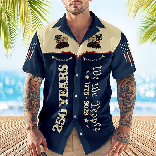 Joycorners We The People 1776-2026 Blue Independence Day Hawaiian Shirt