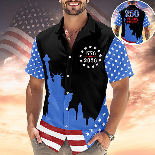 Joycorners 250 Years Of Freedom Patriotic Hawaiian Shirt, American Celebration Outfit