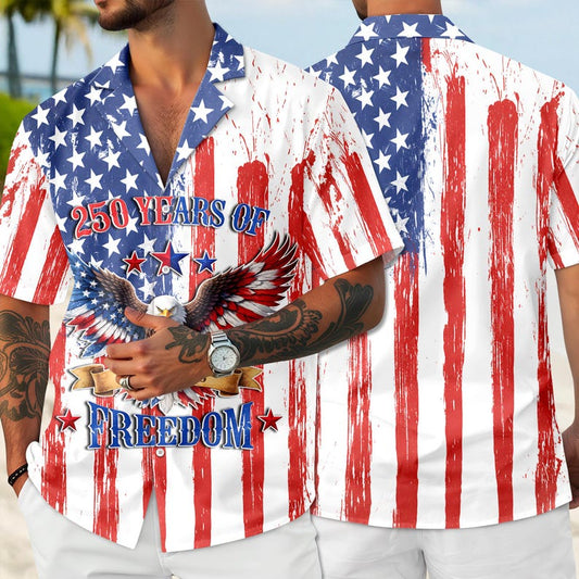 Joycorners 250 Years Of Freedom Tropical Hawaiian Shirt, USA Independence Apparel