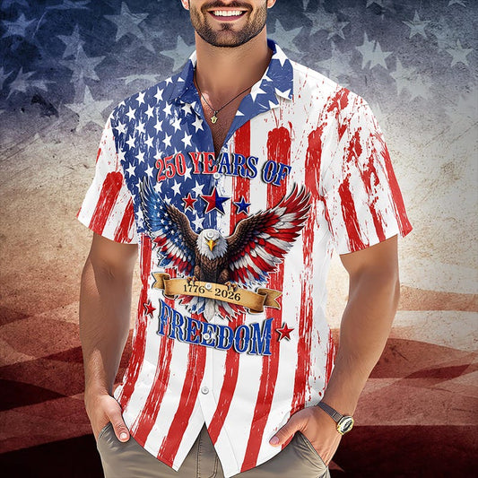 Joycorners 250 Years Of Freedom Tropical Hawaiian Shirt, USA Independence Apparel
