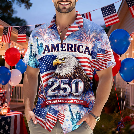 Joycorners Celebrating 250th Anniversary United States Hawaiian Shirt, Patriotic Gift