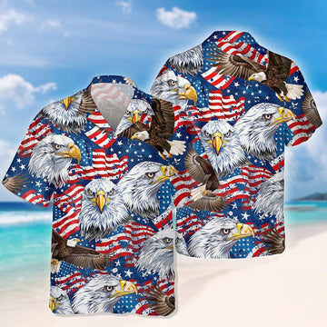 Joycorners American Eagle Flag Independence Patriotic Hawaiian Shirt