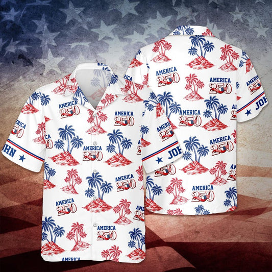 Joycorners Custom Name America 250 Years Anniversary Patriotic Hawaiian Shirt