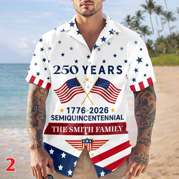 Joycorners Custom Name America 250 Years Semiquincentennial Hawaiian Shirt Style 2