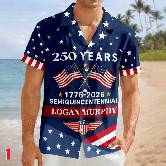 Joycorners Custom Name America 250 Years Semiquincentennial Hawaiian Shirt Style 1